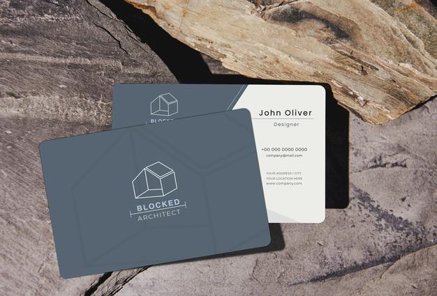 Free Mockup Business Card With Sunlight Shadow Psd