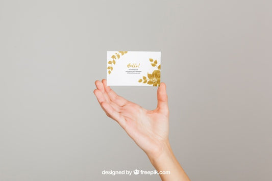 Free Mockup Concept Of Hand Holding Business Card Psd