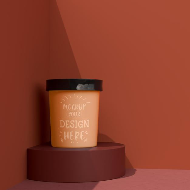 Free Mockup Cup Ice Cream. Packaging Template Mockup For Ice Cream, Yogurt, Pudding, Snack, Sweets, Dessert Psd