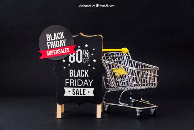 Free Mockup For Black Friday With Cart Psd