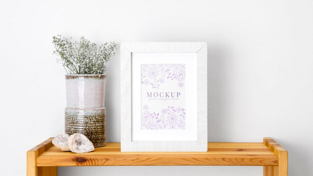 Free Mockup Frame Beside Flowers Psd