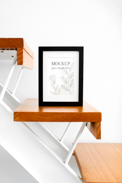 Free Mockup Frame On Stairs Psd