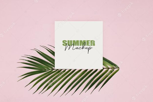Free Mockup Frame With Palm Leaves Over Pink Background Psd