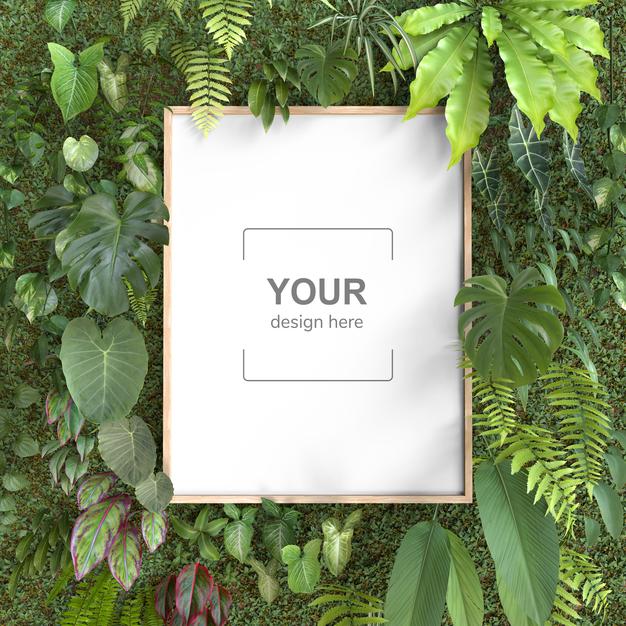 Free Mockup Frame With Vertical Garden Psd