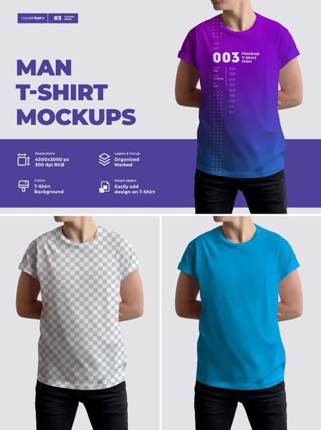 Free Mockup Male T-Shirts Design Psd