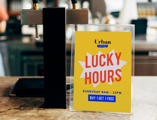 Free Mockup Of A Restaurant Table Sign Board Psd