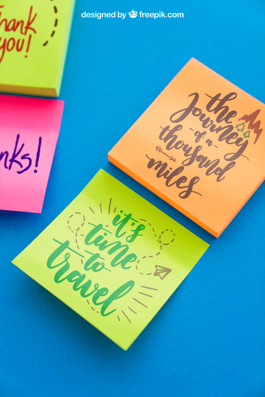 Free Mockup Of Adhesive Notes With Quotes Psd
