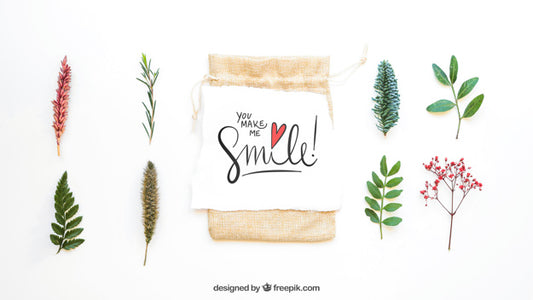 Free Mockup Of Bag And Eight Leaves Psd