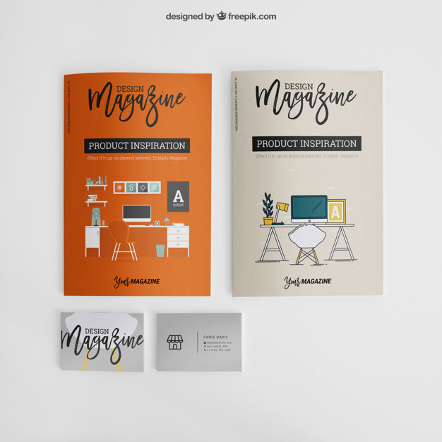 Free Mockup Of Brochures And Business Cards Psd