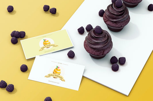 Free Mockup Of Cards With Cake Concept Psd