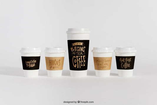 Free Mockup Of Coffee Cups In Different Sizes Psd