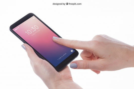 Free Mockup Of Finger Pointing At Smartphone Psd