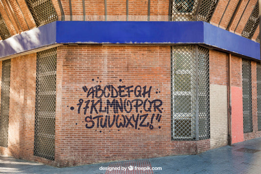 Free Mockup Of Graffiti On Brick Wall Psd
