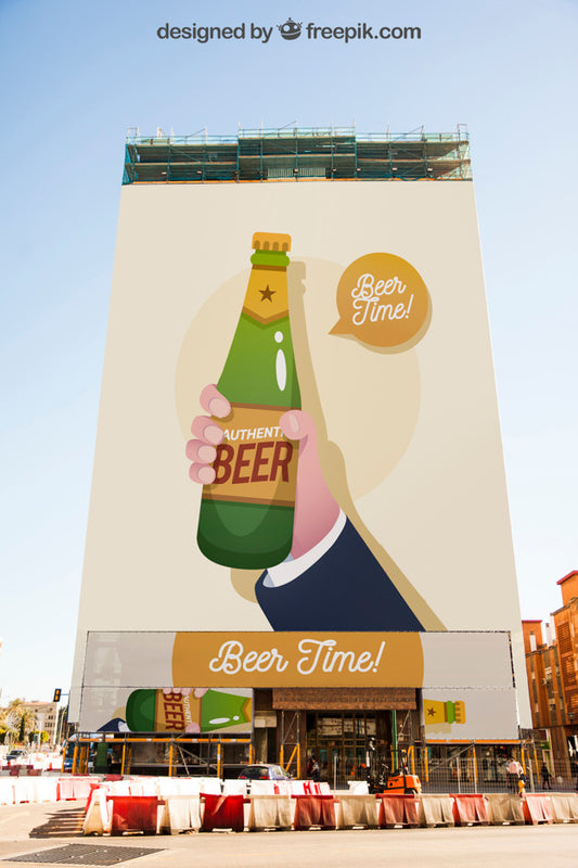 Free Mockup Of Large Billboard With Beer Concept Psd
