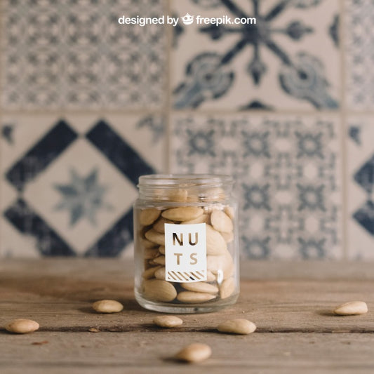 Free Mockup Of Nuts In Glass Psd
