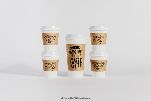 Free Mockup Of Plastic Coffee Cups Psd