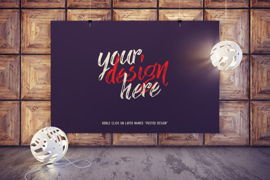 Free Mockup Of Poster Hanging In A Modern Interior Psd