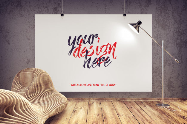 Free Mockup Of Poster Hanging In A Modern Interior. Psd