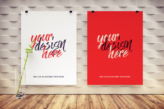 Free Mockup Of Posters Hanging In A Modern Interior Psd