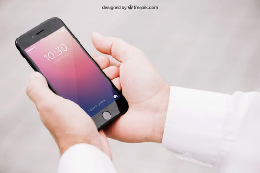 Free Mockup Of Smartphone In Hands Psd