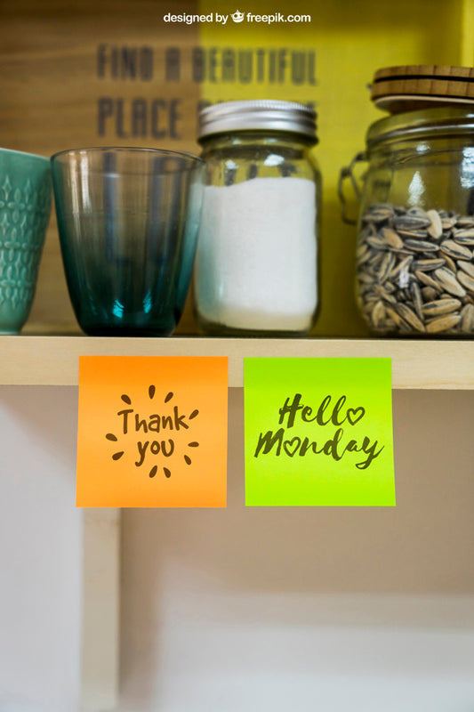 Free Mockup Of Sticky Notes Below Glasses Psd