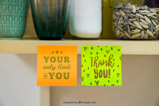 Free Mockup Of Sticky Notes On Cupboard Psd