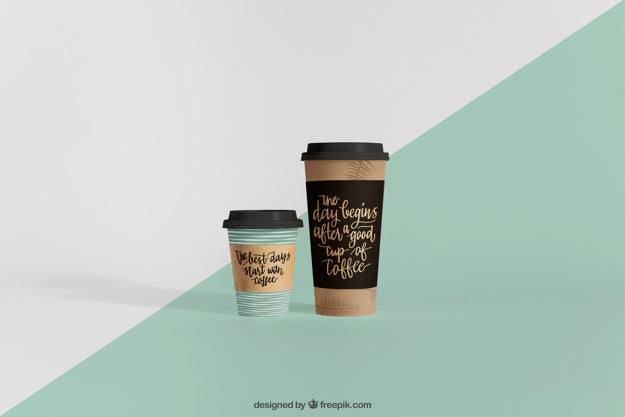 Free Mockup Of Two Coffee Cups Of Different Sizes Psd