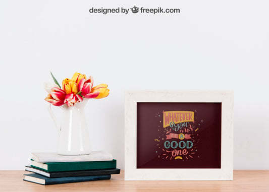 Free Mockup Of Two Frames And Books Psd