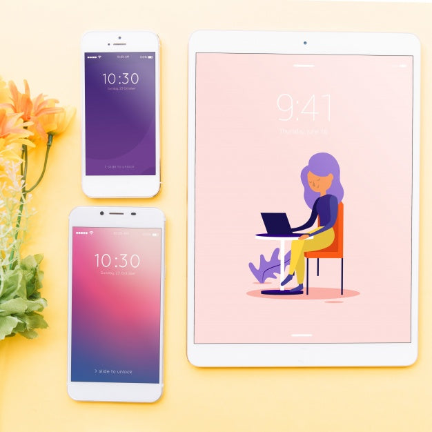 Free Mockup Of Various Devices With Creativity Or Workspace Concept Psd