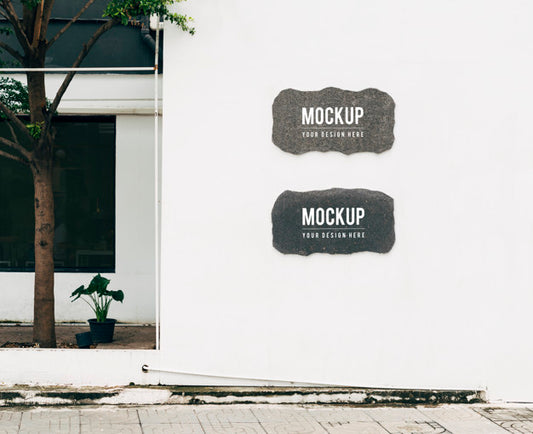 Free Mockup Of Wall Sign Boards Psd