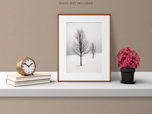 Free Mockup Poster Frame In The Empty Wooden Frame Standing On Living Room Modern Interior. Psd