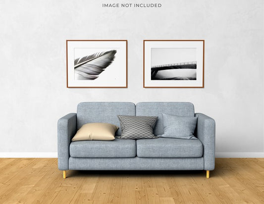 Free Mockup Poster Frame In The Empty Wooden Frame Standing On Living Room Modern Interior. Psd