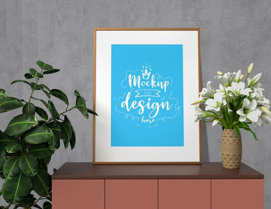 Free Mockup Poster Frame With Home Decorating In The Living Room Modern Interior. Mockup Ready To Use Psd