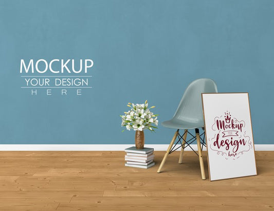 Free Mockup Poster Frame With Home Decorating In The Living Room Modern Interior. Psd