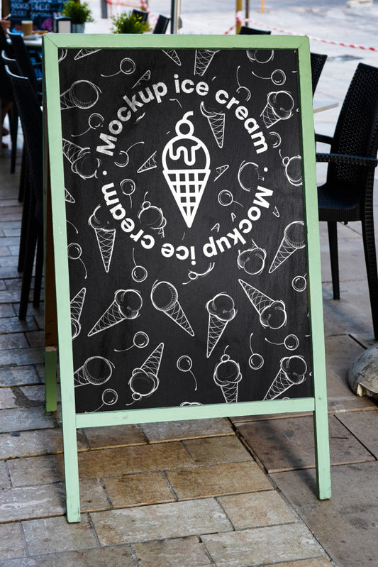 Free Mockup Signboard Menu Ice Cream Psd