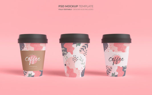 Free Mockup Template With Paper Coffee Cups Psd