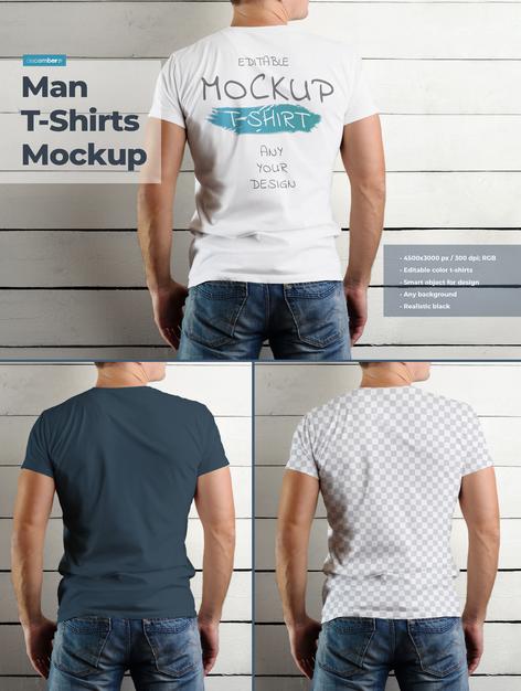 Free Mockup Tshirt On The Body Of An Athletic Man On The Wooden Wall Psd