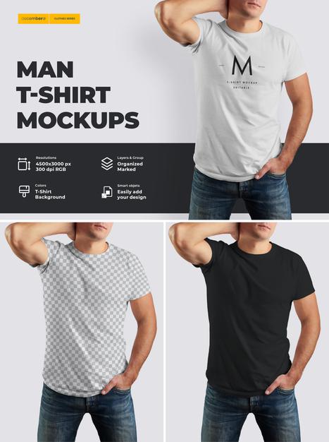 Free Mockup Tshirt On The Body Of An Athletic Man. Psd