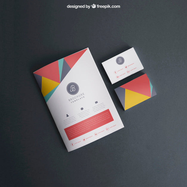 Free Mockup With Cover And Business Cards Psd