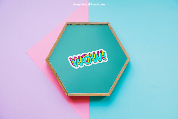 Free Mockup With Hexagonal Frame Psd