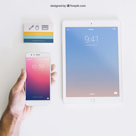 Free Mockup With Smartphone And Tablet Psd