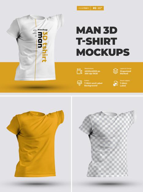 Free Mockups 3D T-Shirts. Psd