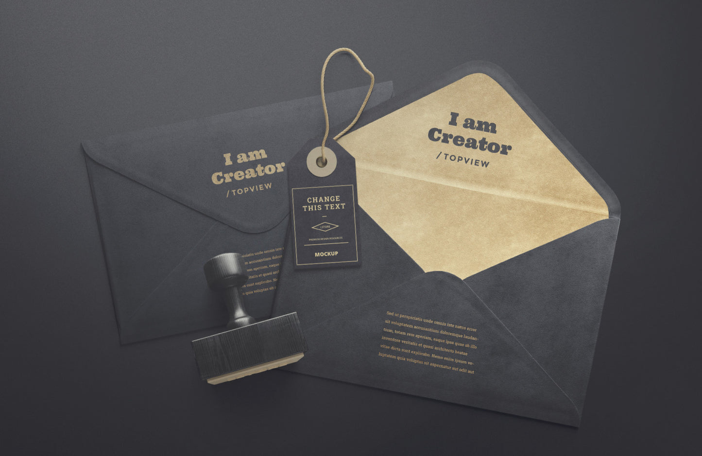 Free Black and Envelope, Letter and Tag Mockup with Great Details