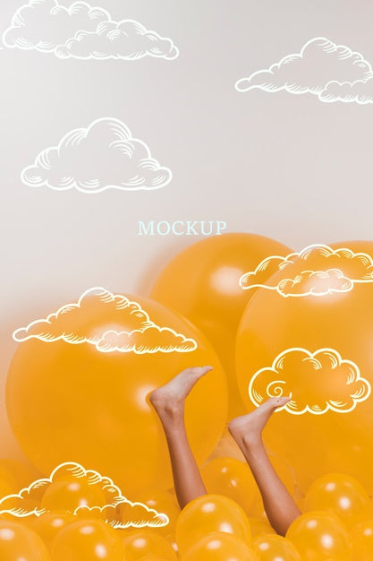 Free Model Legs On Yellow Clouds Psd