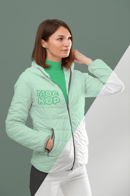 Free Model Wearing Warm Clothes Mockup Psd