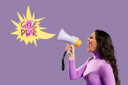 Free Model With Megaphone Mock-Up Psd