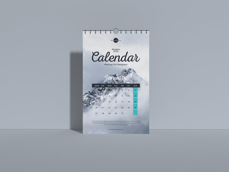Free Modern 2020 Wall Calendar Mockup For Designers