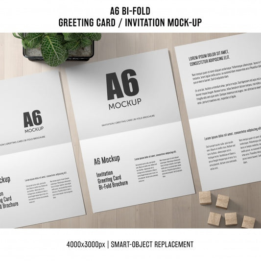 Free Modern A6 Bi-Fold Invitation Card Mockup Psd
