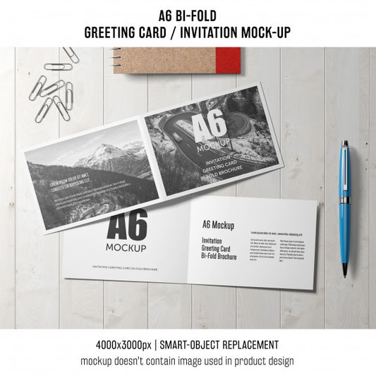 Free Modern A6 Bi-Fold Invitation Card Template Psd