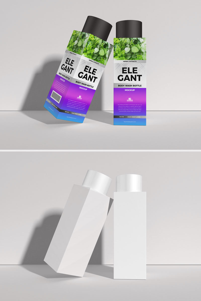 Free Modern Body Wash Bottle Mockup For Packaging